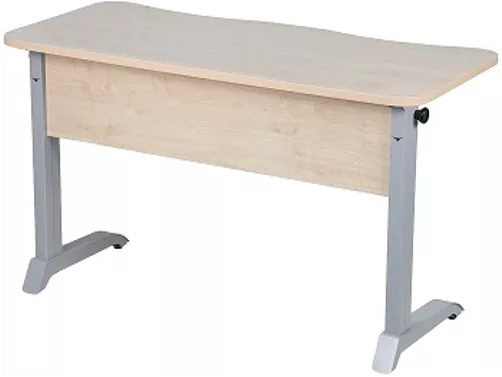 Парта двухместная эргономичная (рост №6) Белая ЛДСП/Серая кромка/Металл Серый_0