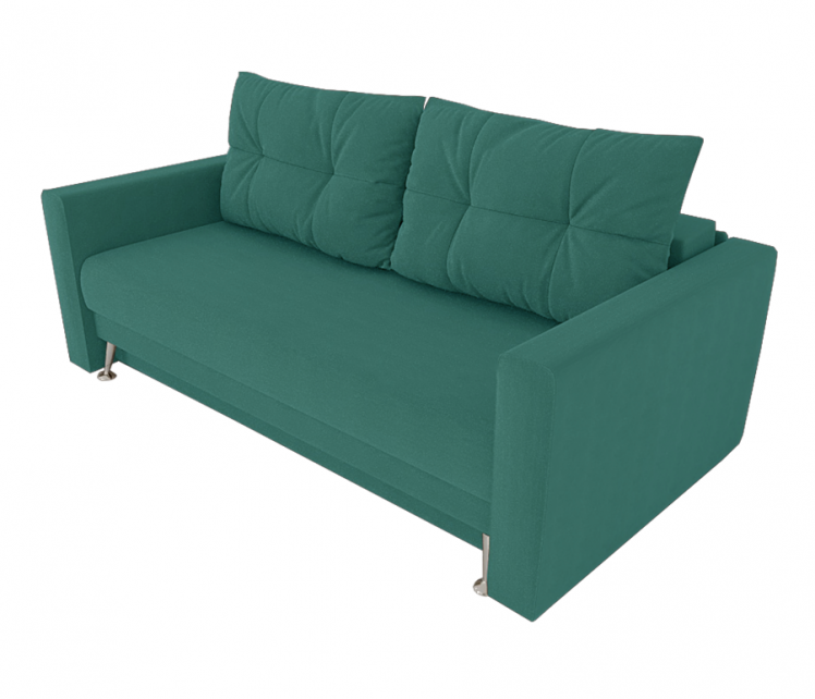 Диван Квадро с мягкими подлокотниками (Berhouse) Цвет фасада: Азур Велюто 44; Тип: Прямой; Материал фасада: Металл/Велюр_0