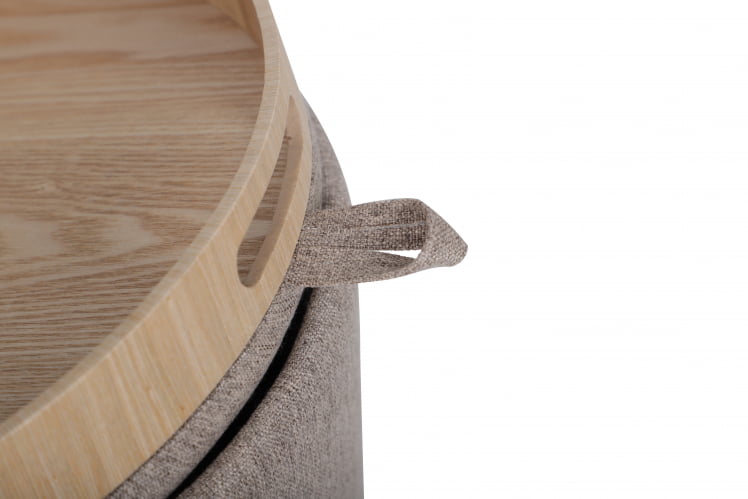 Пуф-столик с ящиком Хюгге S рогожка Бежевый_6