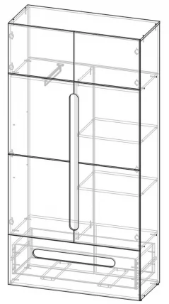 Шкаф двустворчатый с ящиками Палермо Юниор 07 Белый глянец Ясень шимо светлый Красный_4