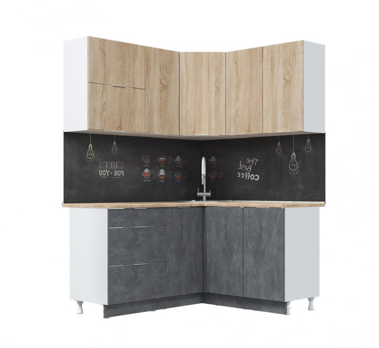 Кух. гарнитур Асти-дуб сонома угловой 1.4*1.6 м, белый/ дуб сонома/ бетон темный/ ПФ дуб бунратти (б/с 800)_1