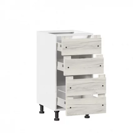 Тумба кухонная 400 с 3 ящиками ЛЮКС (4) Винченца ЛД 234.880.000.015 Тип 2 Белый Дуб Крафт белый_1