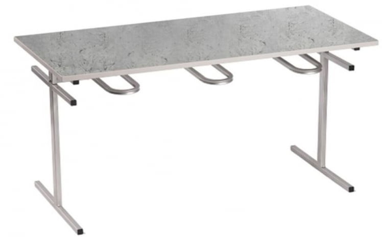 Стол обеденный универсальный с подвесами для 6 табуретов 1500х700 мм Пластик Серый камень лофт/Металл Светло-серый_0