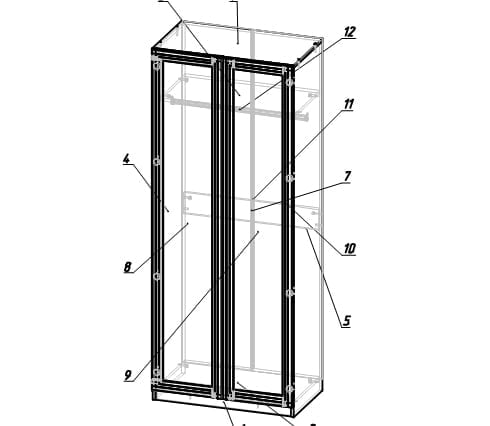 Шкаф Остин Модуль №2 Ясень шимо светлый/белый_2