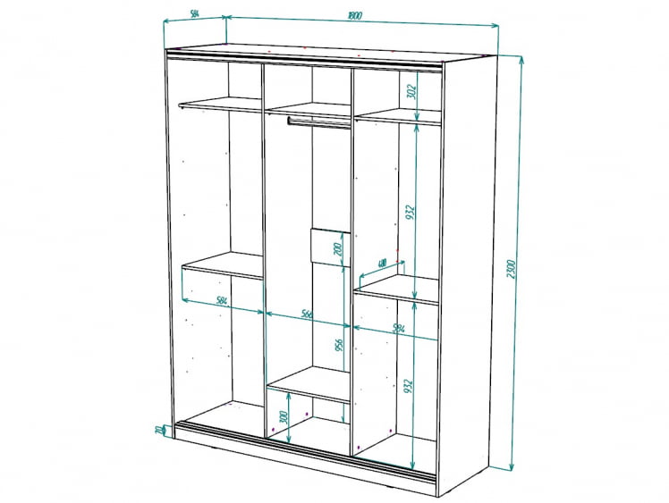 Шкаф-купе 2-х дверный Виктория 1800х584х2300, Бодега светлая 18ДЛЛЛДЗЗЗ-ПППЯ-Бс 310-988_2