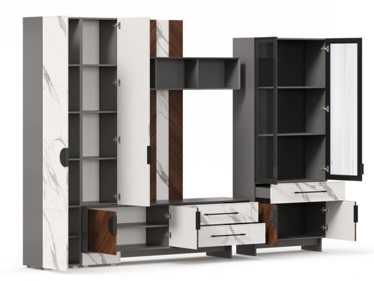 Набор мебели для гостиной Вилена №3 Оникс Серый/Орех/Монте белый_1