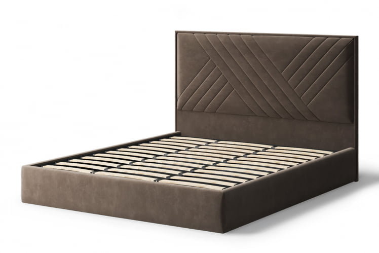 Кровать МИРА 2000*1800мм (без опор), велюр Бренди лайт 29 (коричневый), (б/основания, б/матраса)_1