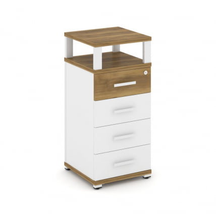 Тумба приставная с 4-мя ящиками и надставкой CONCEPT CN.TUO-003 B/W Сандал Янтарный Белый бриллиант Белый_0