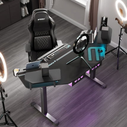 Стол для компьютера (для геймеров) с подставкой под клавиатуру и электрической регулировкой по высоте Eureka ERK-ES71-B-EU_12