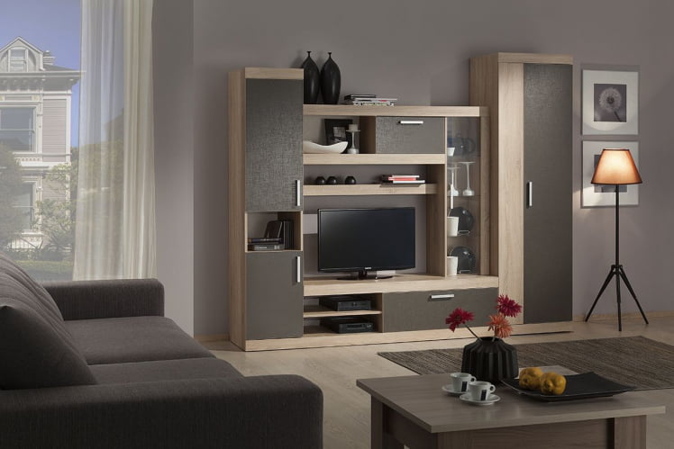 Стенка для гостиной Макси К1 дуб сонома/скала_0