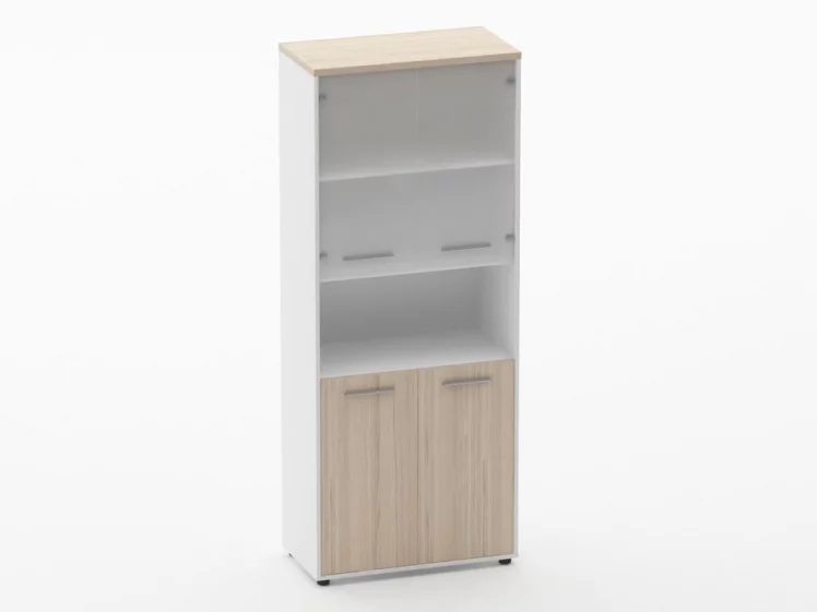 Шкаф 4 широкий верх стеклянные двери, низ закрытый, с нишей Deka 10.19.181 Туя/Белый_0