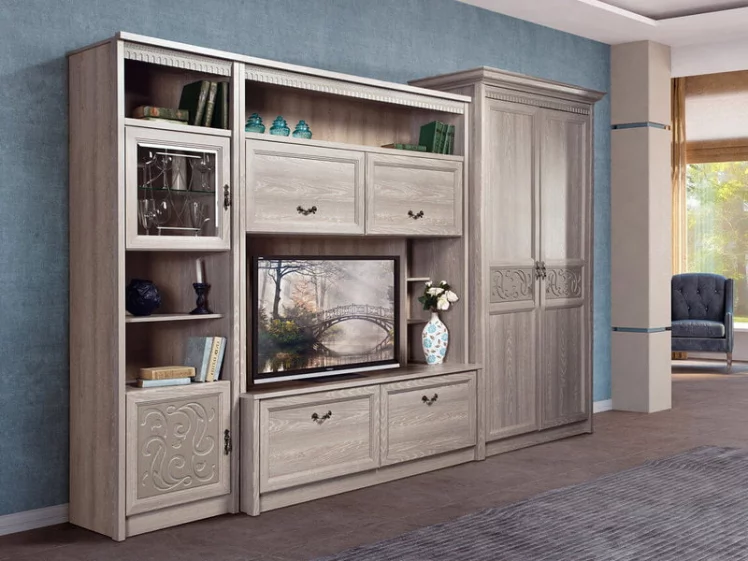 Шкаф книжный Лючия 184 Дуб Оксфорд серый_2