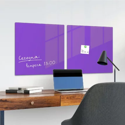 Доска магнитно-маркерная стеклянная BRAUBERG 45х45 см Фиолетовая_4