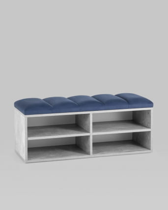 Обувница Хольст 2 серая велюр синий_2