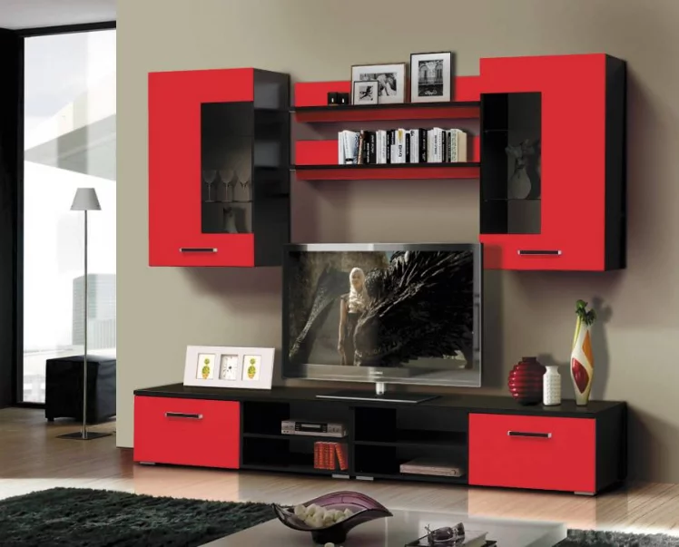 Набор мебели для гостиной Грация 1.4 МДФ глянец Венге/Кедр светлый_0