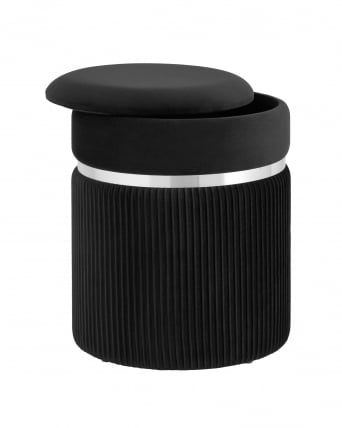 Пуф Миранда с ящиком серебро велюр Черный_1