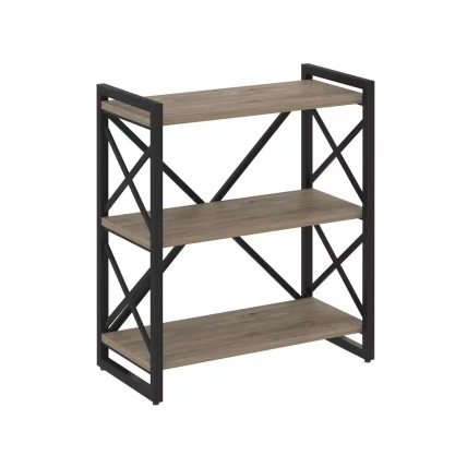 Стеллаж на регулируемых опорах - 3 полки LOFT VR.L-MST.O-3.8 Металл черный Тиквуд темный_0