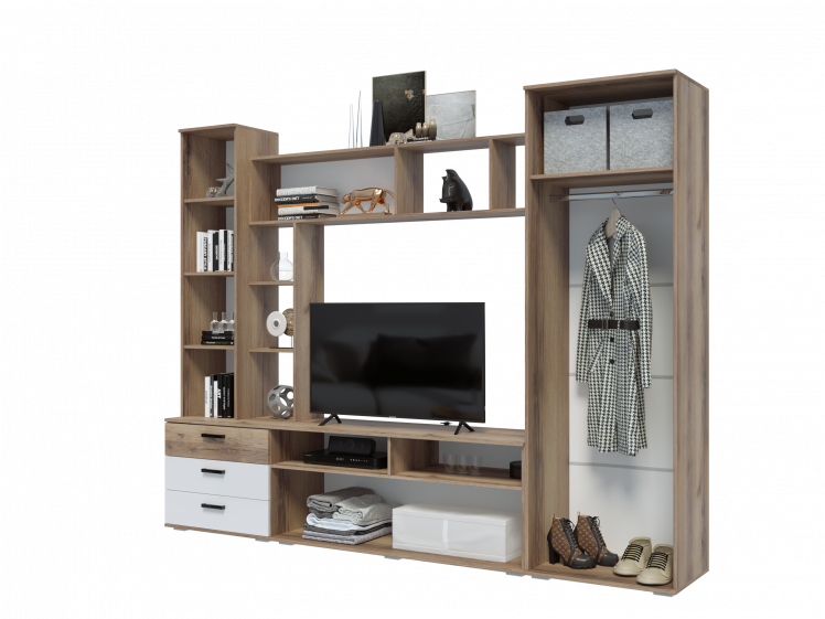 Гостиная Крокус Дуб вотан/Белый глянец_1