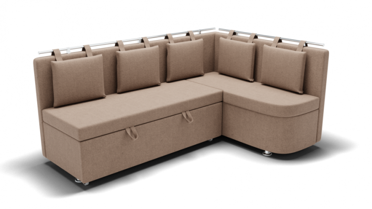 Кухонный диван Париж-1 угол левый/правый (ЗР) Цвет фасада: Светло коричневый; Тип: Левый/правый; Материал фасада: Металл/Велюр_0