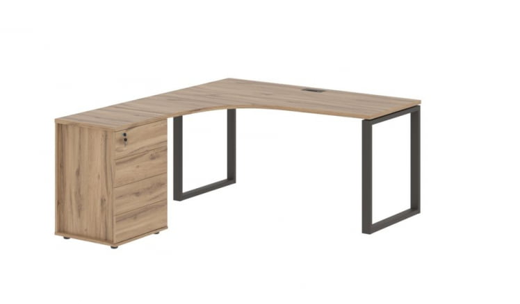 Стол эргономичный с тумбой левый EDIS EQCET 1518 L Дуб Денвер светлый Мокко_0