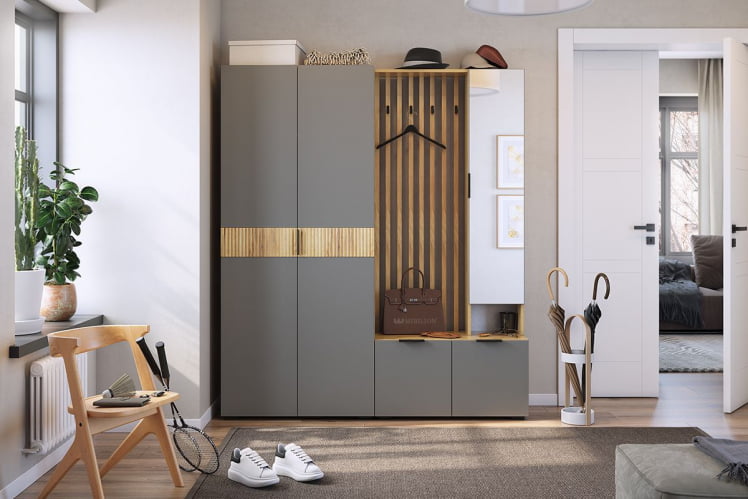 Прихожая Бери К3 Дуб крафт золотой/белое дерево_1