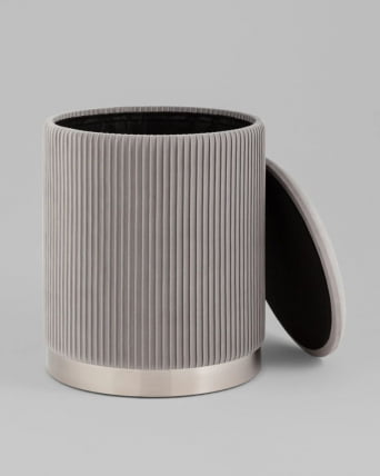 Пуф Шарлотта с ящиком велюр серебристый серебро основание_2