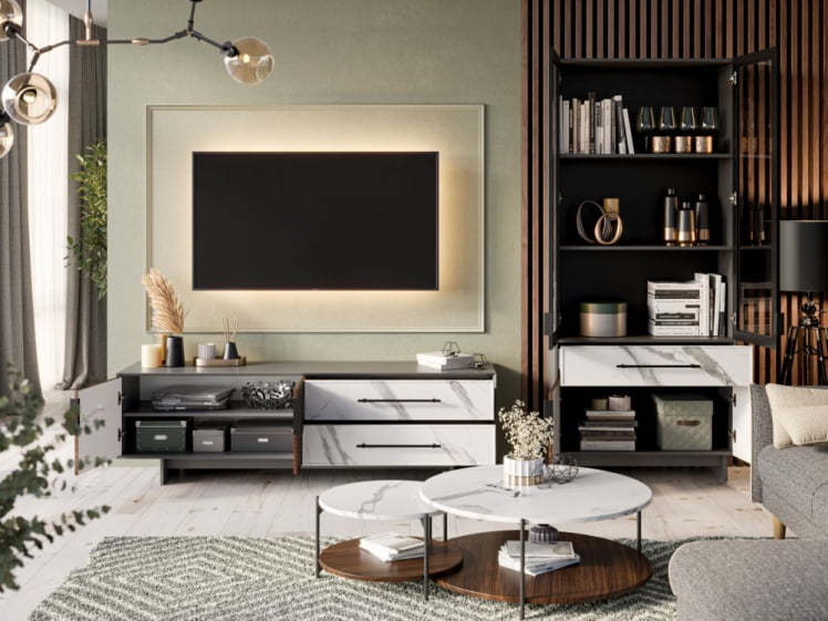 Набор мебели для гостиной Вилена №1 Серый/Орех/Монте белый_1