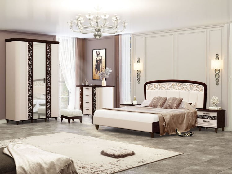 Кровать 180*200 Катрин 92.04 Дуб венге Белый песок Санчо крем_5