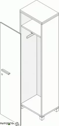Гардероб с замком Л.Ш-6 левый орех_0