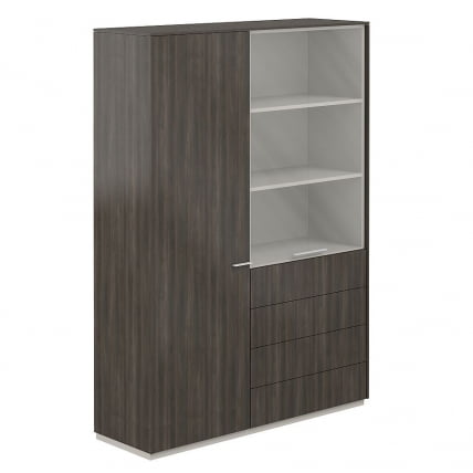 Шкаф высокий двойной с отделением для одежды Atlas NZ-0303+NZ-0302.BT.BT Бренсон Трюфель_0