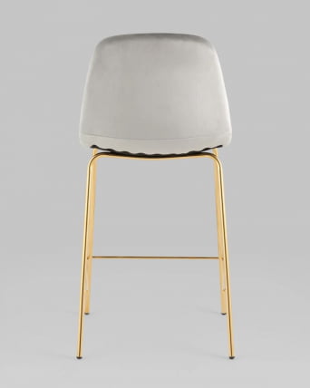 Стул полубарный Валенсия SN велюр Серый золотые ножки_5