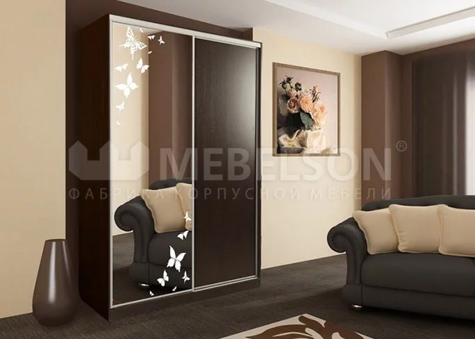 Шкаф-купе Гранд 1-600 бабочки Венге_1