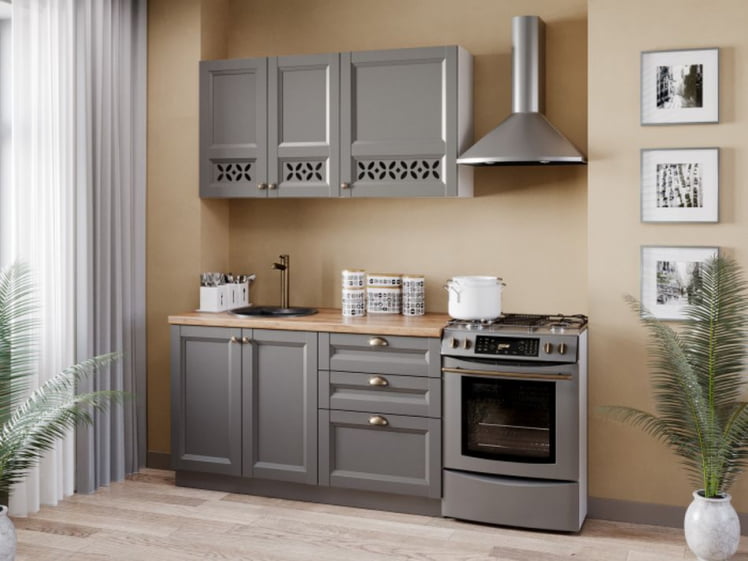 Тумба кухонная 600 с 2 ящиками ЛЮКС (4) Амели-3 ЛД 299.900.000.065 Белый Оникс серый_2