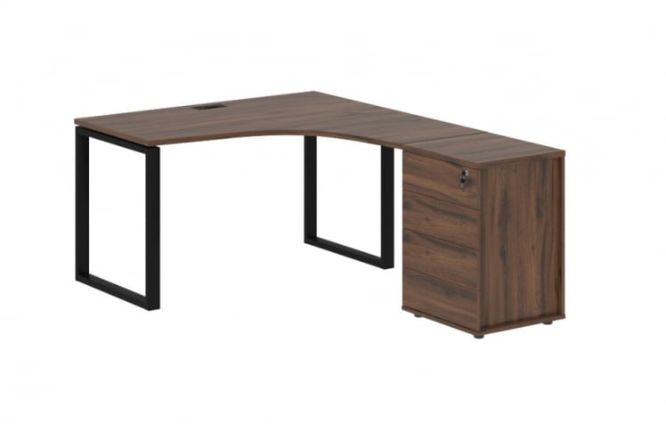 Стол эргономичный с тумбой правый EDIS EQCET 1318 R Дуб Денвер темный Черный_0