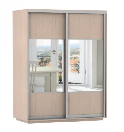 Шкаф-купе двухдверный Экспресс Дуо Комби 1600х2400h Дуб молочный_0