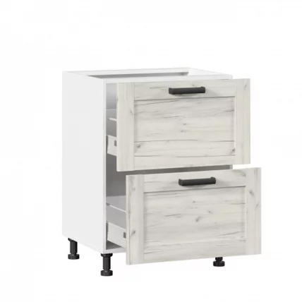 Тумба кухонная 600 с 2 ящиками ЛЮКС (4) Тип 1 Винченца ЛД 234.900.000.021 Белый Дуб Крафт белый_1