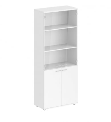 Шкаф высокий четырехдверный со стеклом Sigma SG.801.WH.WH.GL Белый_0