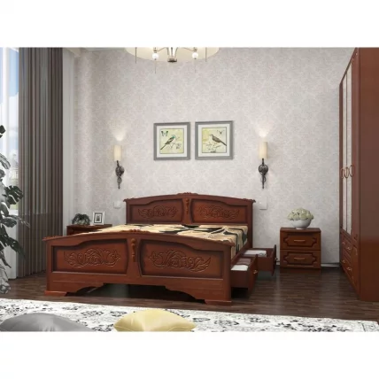 Кровать Елена 200х160 с выкатными ящиками Орех_1