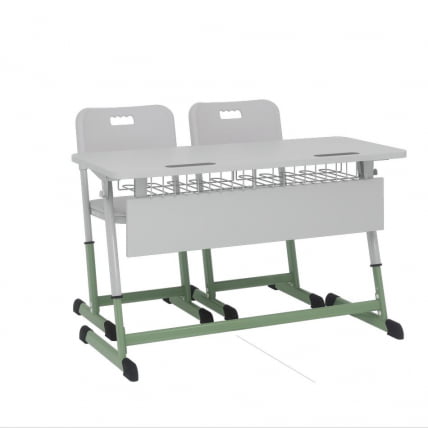 Парта двухместная регулируемая по высоте НОМАД с антивандальной  полиуретановой кромкой (рост 3-7) Оливковый/Серый / NOMAD_1