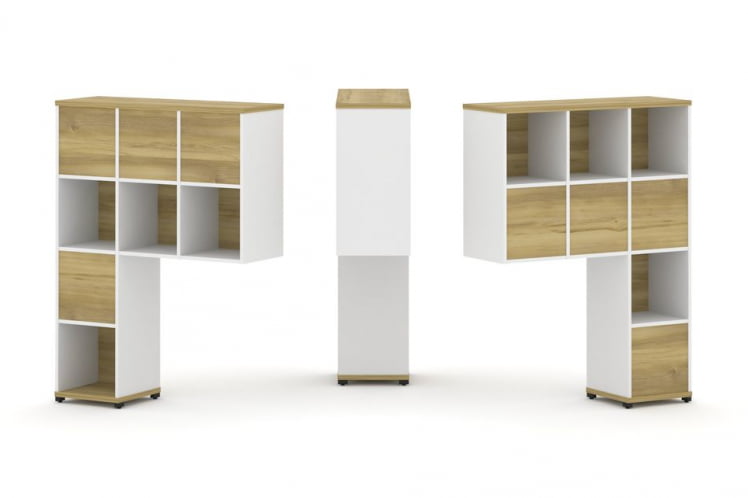 Надставка на стол высокая двухсторонняя + задняя стенка (8 шт.) CONCEPT CN.DNV-005 Дуб Винченцо Белый бриллиант Черный металл_0