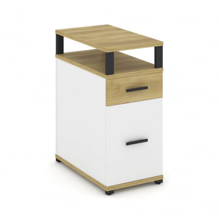 Тумба опорная/приставная с ящиком, распашным фасадом и надставкой CONCEPT CN.TGO-006 B/W Дуб Винченцо Белый бриллиант Черный_0