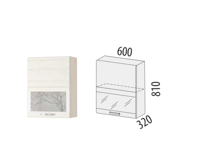 Шкаф-витрина (плавное закрывание) Графит 74.80 Сосна Астрид /Ваниль_1
