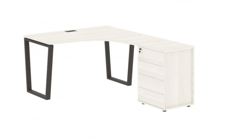 Стол эргономичный с тумбой правый EDIS EVCET 1318 R Ясень Траун Мокко_0