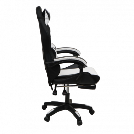 Кресло 908 KINGQUEEN цвет черный/белый с массажем и подсветкой 908-black-white-mass_4