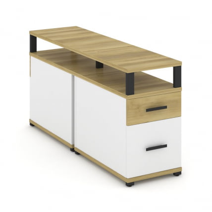 Тумба двухсторонняя опорная приставная с ящиком, распашным фасадом и надставкой CONCEPT CN.DTGP-002 B/W Дуб Винченцо Белый бриллиант Черный_0