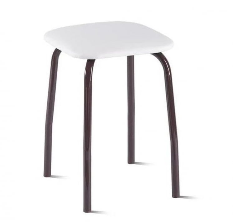 Табурет кухонный 320х320 мм Белый/Металл Коричневый_0