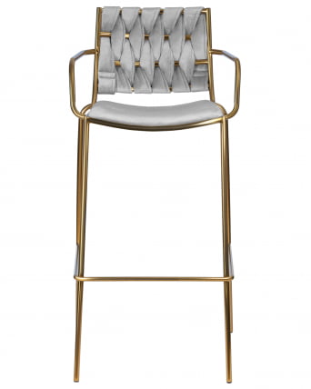 Стул барный DOBRIN MILLER GOLD (cветло-серый велюр (135-37))_5