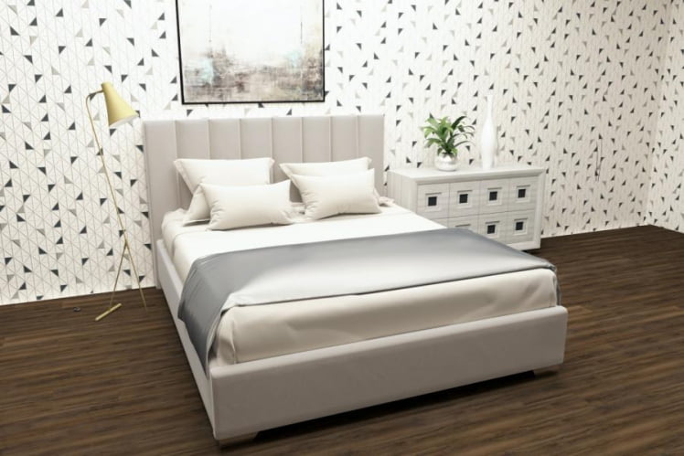 Мягкая интерьерная кровать Терра с ортопедическим основанием Цвет фасада: Кремовый; Материал фасада: Металл/Велюр; Спальное место: 800х2000 мм_0