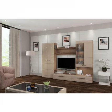 Гостиная Верона Дуб Аутентик Мокко глянец_1