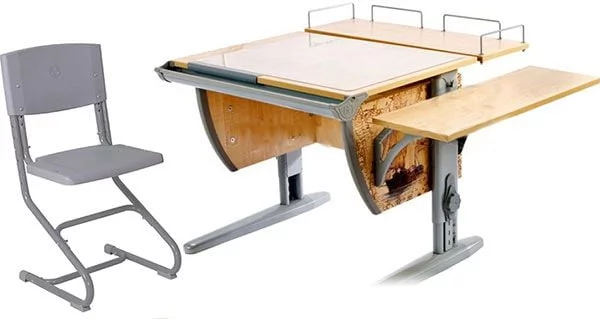 Парта трансформер Деми СУТ.14-02 с рис. + СУТ.01 клен/серый_0